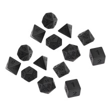 14 Stück Schwarzes Kunststoff-Polyeder Würfel Set für Brett- und Puzzlespiele