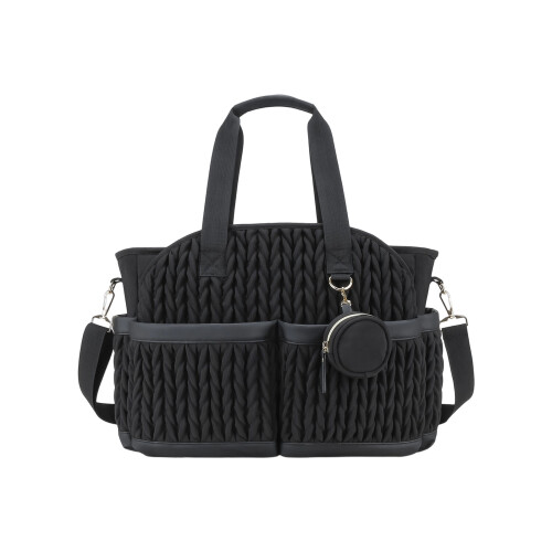 Comfortable Adjustable Shoulder Strap Baby Bag Quilted-Black