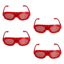 Pack of 4 Easy Carry Light Up Glasses Multicolor Effect-Red