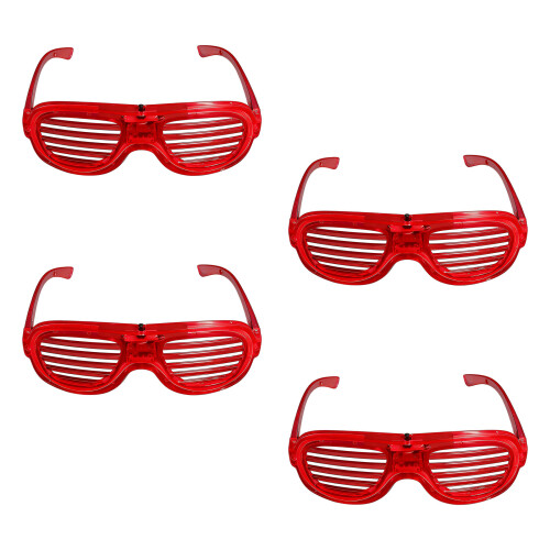 Pack of 4 Easy Carry Light Up Glasses Multicolor Effect-Red