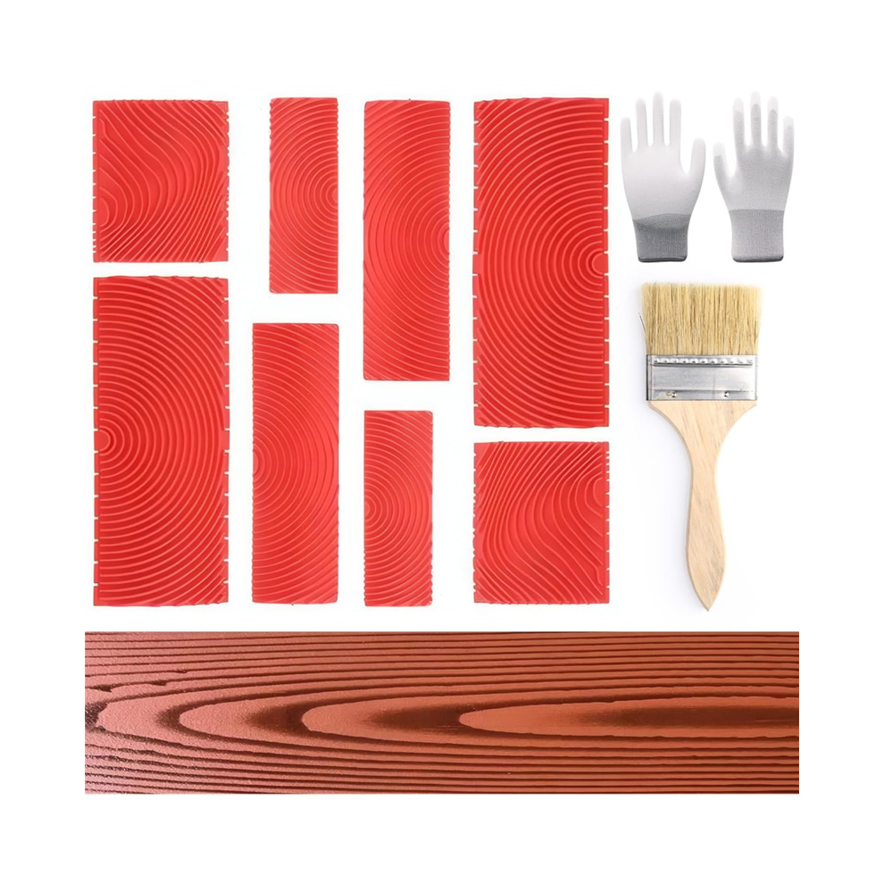 Faux Wood Graining Painting Tool Set With Brush And Gloves Rubber 8Pcs Wood Grain Tool For Diy Wall Room Furniture Decor 6935161555042