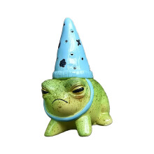 Figurine de grenouilles amusante avec-grenouille au chapeau bleu