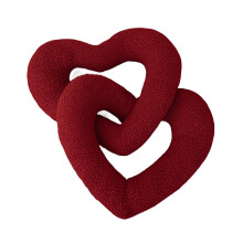 Multifunctioneel harig kussen dubbel hartknopen-Rood