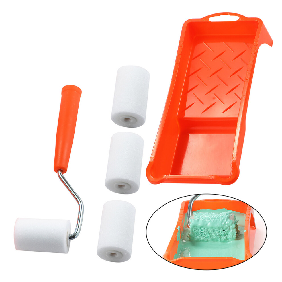 1 Set 2 Inch Small Paint Roller Kit High-Density Foam Paint Roller Paint Tray Liner For Wall Painting Tools 6935161553253
