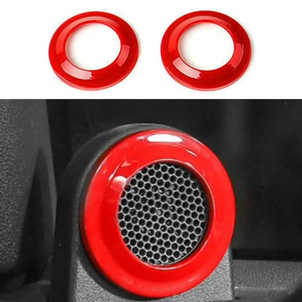 2Pcs Car Interior A Pillar Speaker Cover Trim Horn Audio Speaker Cover Trim Accessories For Jeep Wrangler Jk 2008-2014 Color Red 6935161429244