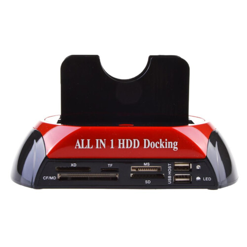 HDD Docking Base SATA IDE Dual USB 2.0 Clone Hard Drive Card Reader AU 2
