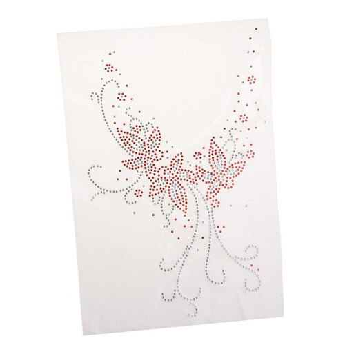 Iron on Rhinestone Floral Pattern Decorative Applique Patch For Clothe