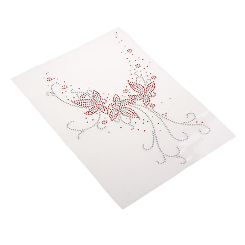 Iron on Rhinestone Floral Pattern Decorative Applique Patch For Clothe 2