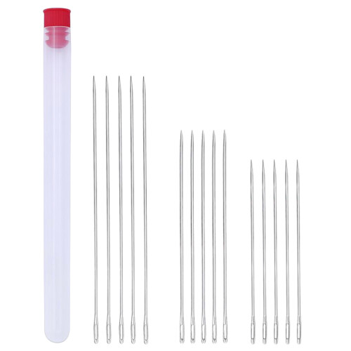 15 Pieces Large-eye Stitching Needles Hand Sewing Needle with Case