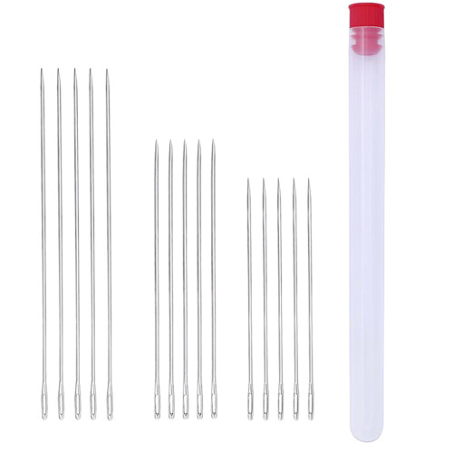 15 Pieces Large-eye Stitching Needles Hand Sewing Needle with Case 1