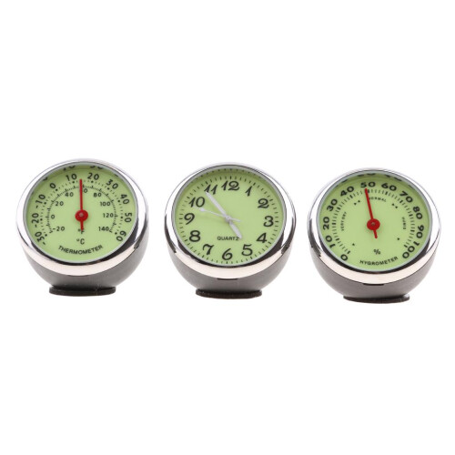3 PCS/Set Car Thermometer Hygrometer Quartz Clock For Dashboard Orname 1