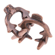 Bull Lock Puzzle Classic Metal Brain Teaser IQ Test Toy for Adults Chi