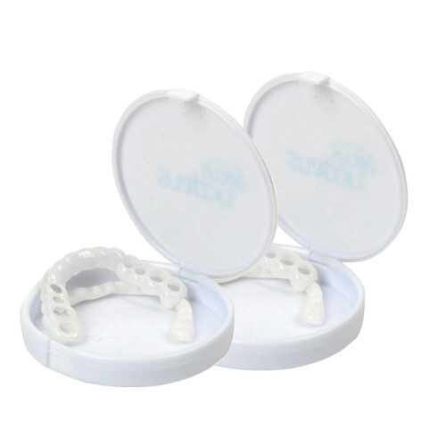 2 Set Perfect Smile Teeth Veneers False Tooth Covers White Upper & Low