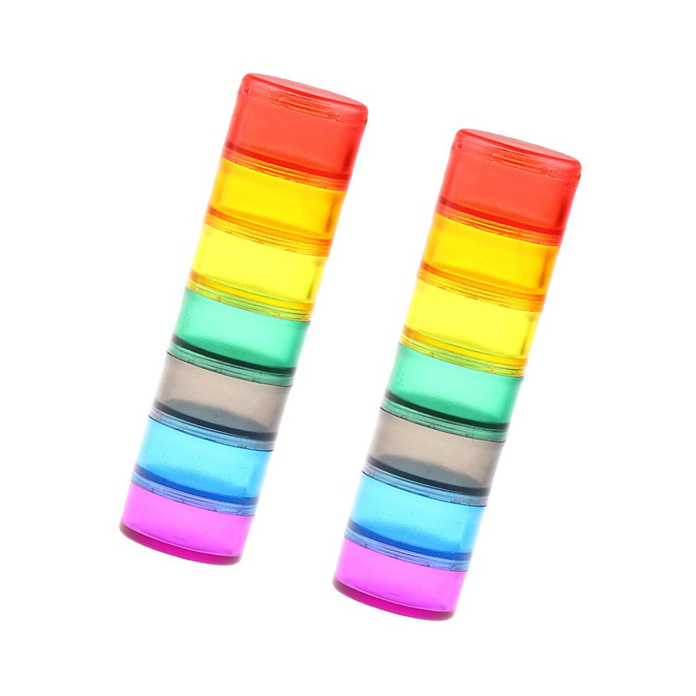 2 Pcs 7 Day Weekly Medicine Tablet Pill Box Organizer Stackable Contai