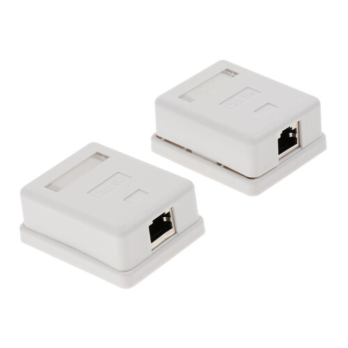 2 x Cat5e Single Port Surface Mount Outlet Box  Face Plate Backbox Com 2