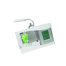 Mini USB Desktop Aquarium LCD Display Fish Tank Clock LED Lamp Light W