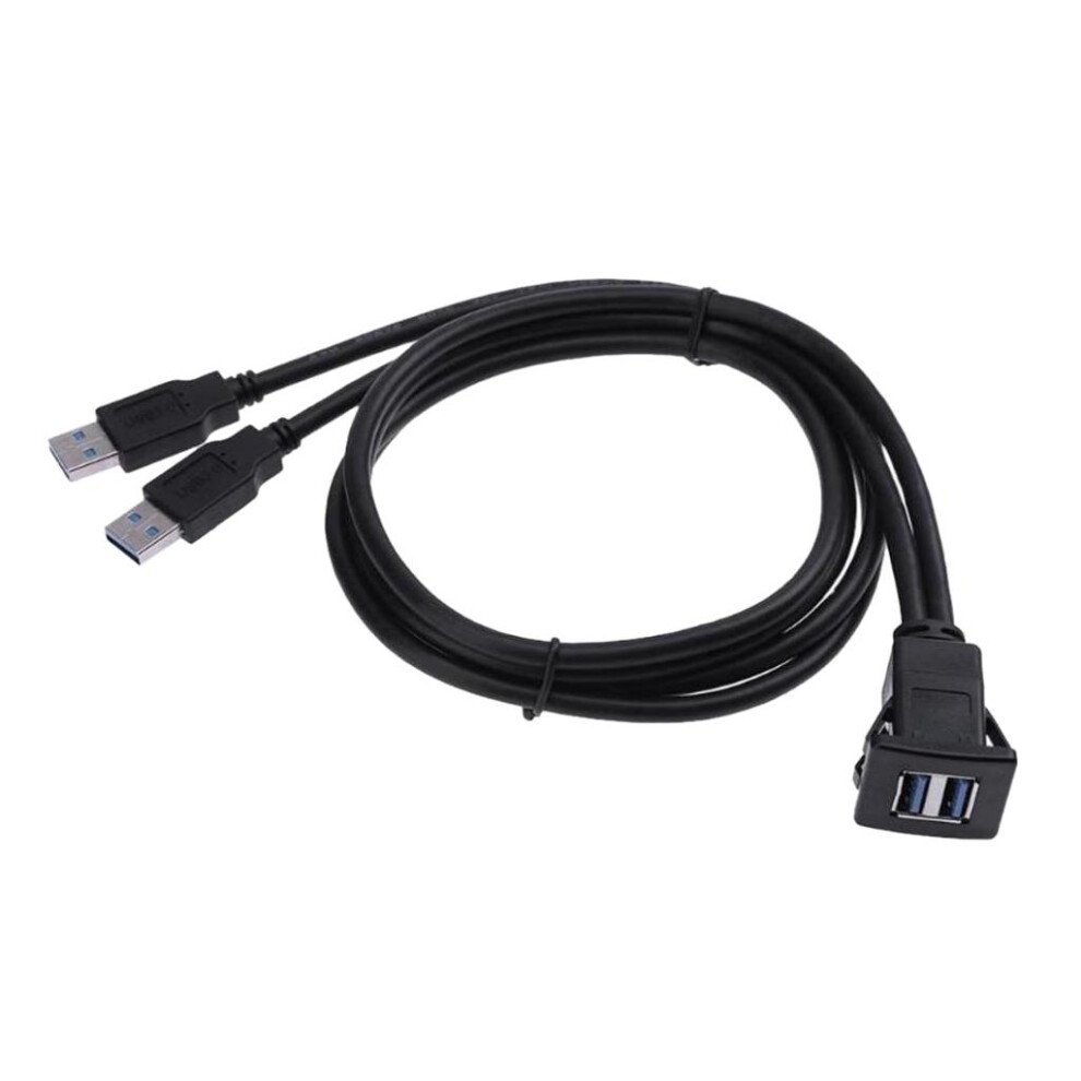 Usb3.0 Male To Female Dual Port Car Auto Dashboard Flush Mount Adapter 6901423138391