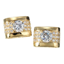 Rectangle Mens Crystal Brass Shirt Cufflinks Polished Finish Cuff Link