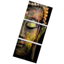 3 Panels Modern Buddha Head Portrait Painting Printed on Canvas Home D