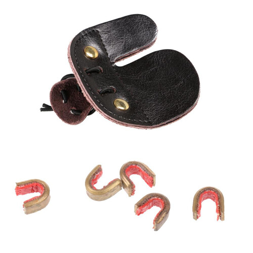 5 Pieces Bow String Buckle Clips Nocking Point + Archery Finger Guard 1
