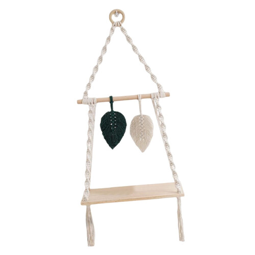 Macrame Hanging Shelf Photos Display Shelving Wood Floating Storage Ra 2