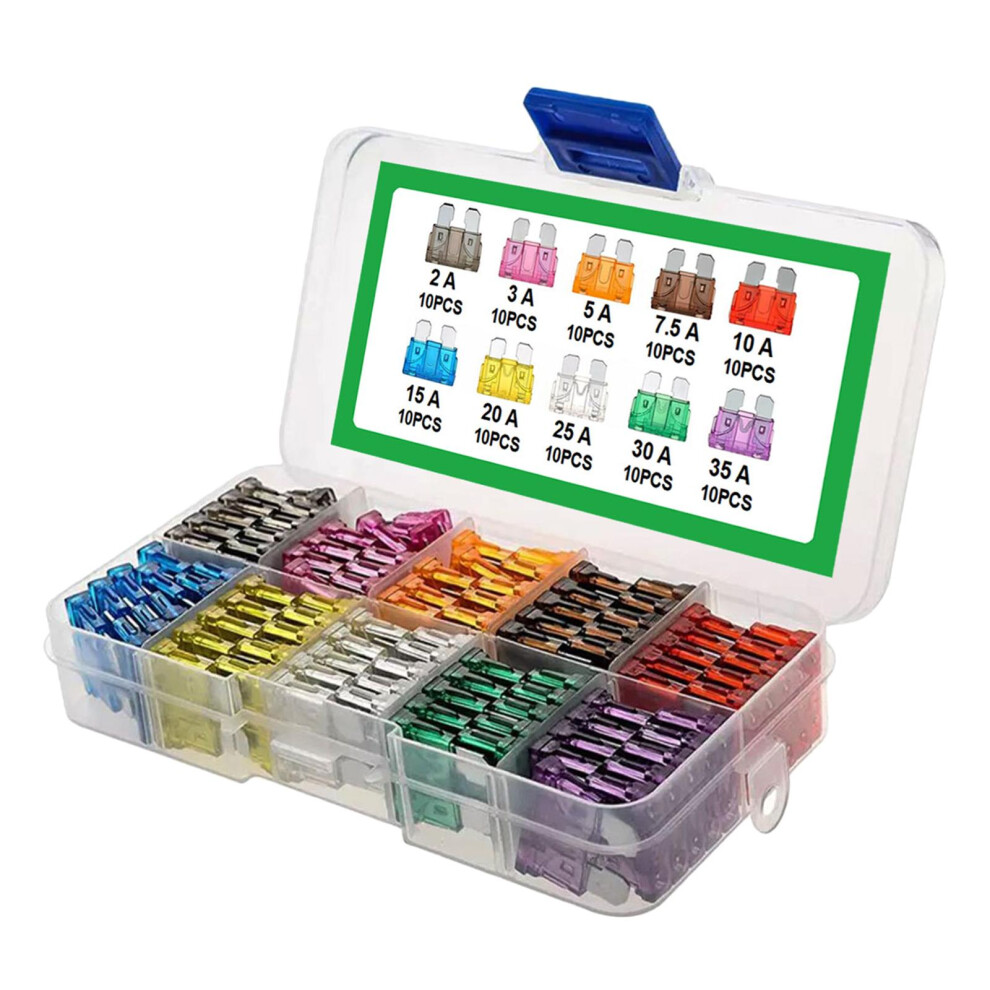 Standard Blade Fuse Assortment Kit Auto Car Fuses Assorted Set 100Pcs 6901423152991