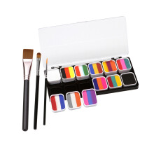 Professional Face Body Paint Kit Palette Wtih 3 Brushes Party Kids Was