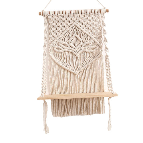 Macrame Wall Hanging Shelf Floating Shelf Boho for Bedroom Living Room 1