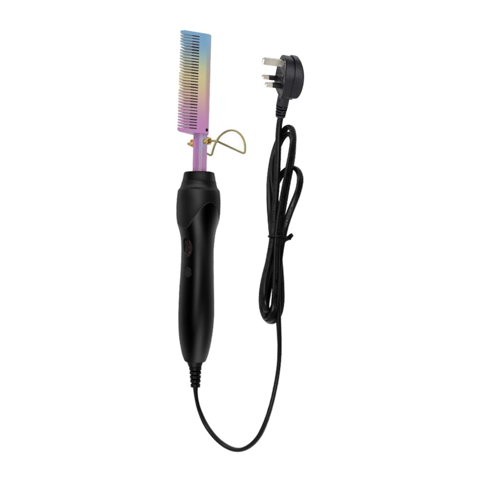 Dual-Use Hair Straightener Comb Brush Anti-Scald UK Plug Curly Hair