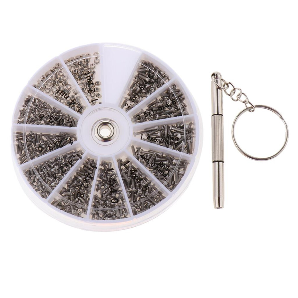 600X Eyeglass Screws Nuts Kit With Micro Screwdriver Watches Repair To 6901423153868