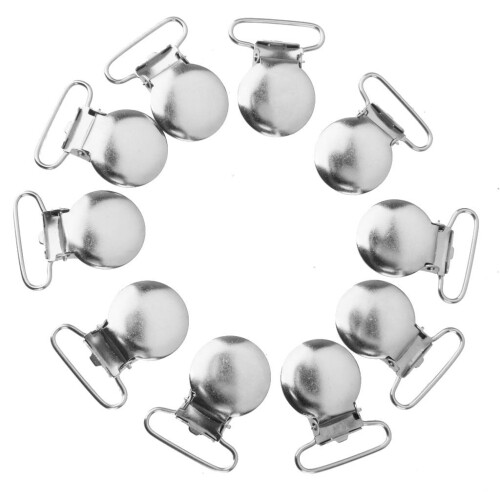 10 Round Shape Pacifier Suspender Clips Holder Crafts w Plastic Insert