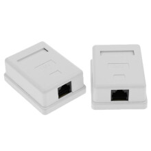 2x Cat6 Single Port Surface Mount Outlet Box Face Plate & Backbox com