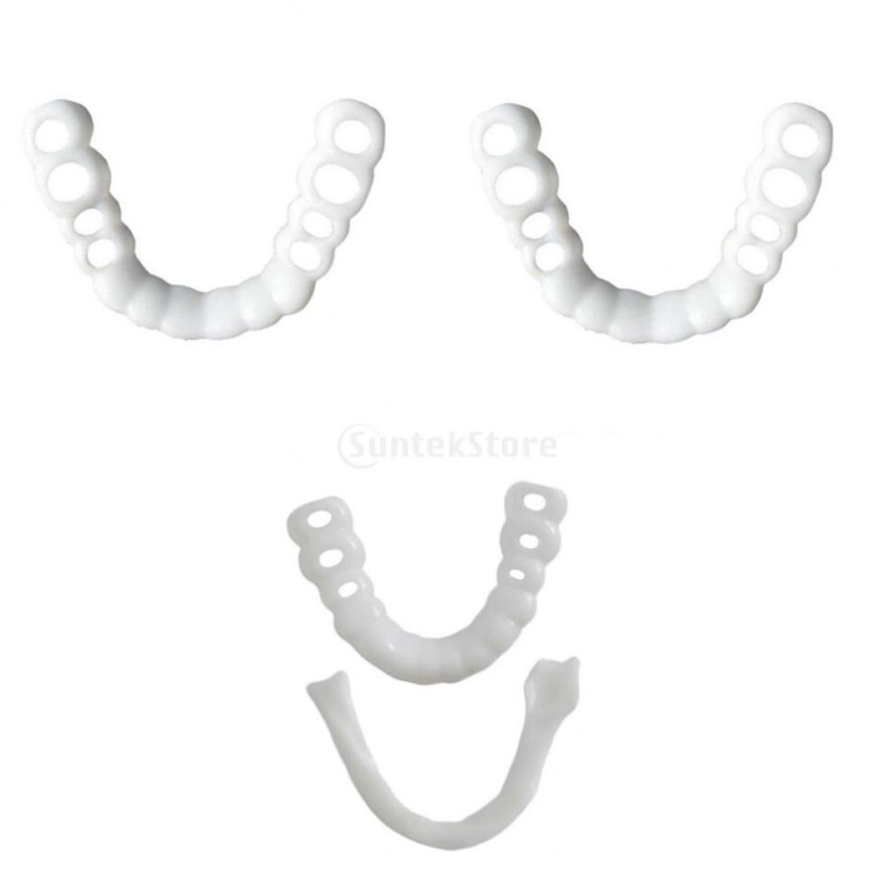 3PCS Silicone False Teeth Dental Veneers Dentures Fake Tooth Upper/Low