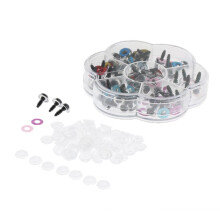 70pcs 10mm Mix Colored Plastic Safety Toy Eyes + Glitter Nonwovens + W