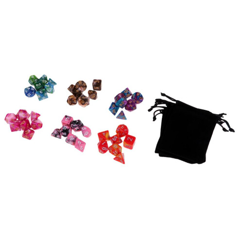 42x Polyhedral Dice Set D4 D6 D8 D10 D12 D20 with bag for   DND TRPG G 1