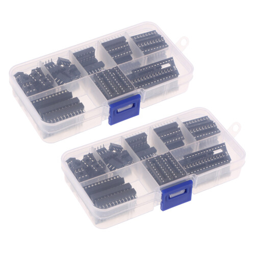 2Set Dual Row DIP IC Socket Connector Adaptor Assortment Kit Solder Ty