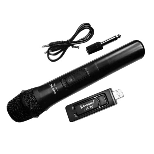 Pro V10 Wireless VHF Handheld Microphone with USB Receiver Karaoke Mic