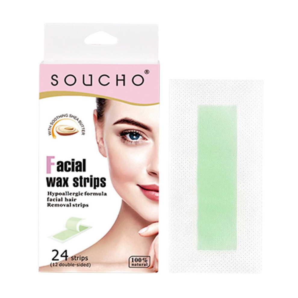 24Pcs Double Sided Hair Removal Wax Strips Bikini Eyebrow Cold Wax Pap