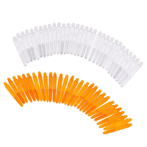 60Pcs 2BA Thread Plastic Dart Stems Shafts Soft Tip Darts Clear & Oran