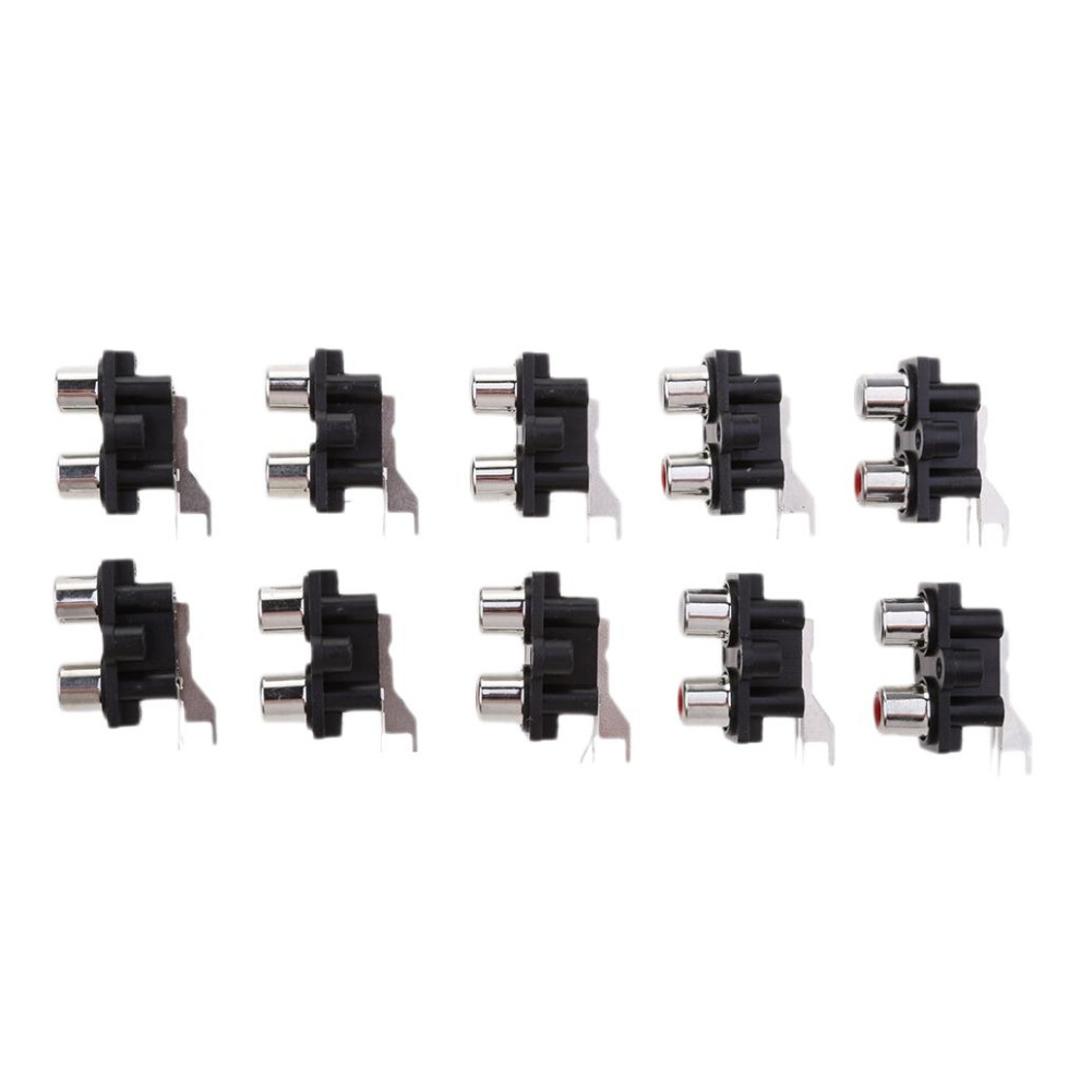 10 Pieces Pcb Mount Av Concentric Outlet 2 Rca Female Socket Connector 6901423169708