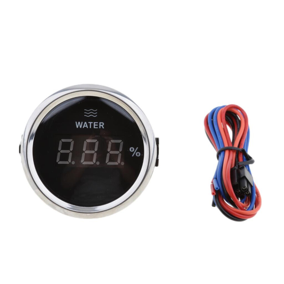 Marine Digital Water Level Gauge 0-190Ohm 52Mm 316L Chrome Black 6901423165564