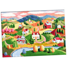 DIY Oil Painting Landscape Cross Stitch Kit Pre-printed Design Works 1