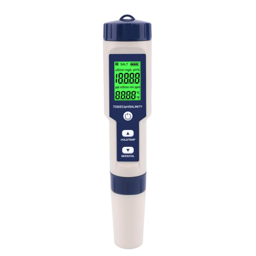 5-in-1 Backlit LCD TDS PH Meter Water Purity Conductivity Salinity Tes 1