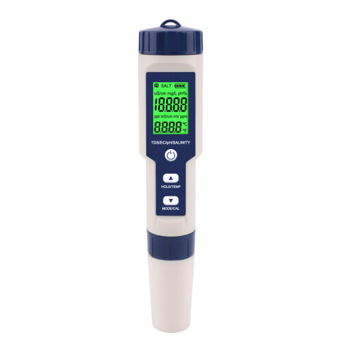 5-in-1 Backlit LCD TDS PH Meter Water Purity Conductivity Salinity Tes 2