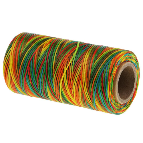 150D 1mm Rainbow Color Flat Waxed Thread Sewing Stitching Leather Craf