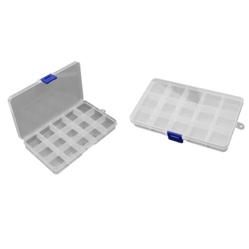 2pcs Plastic Clear Guitar Pick Plectrum Box Case 15 Grids Guitar Acces