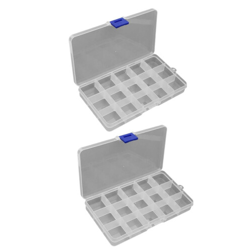 2pcs Plastic Clear Guitar Pick Plectrum Box Case 15 Grids Guitar Acces 2