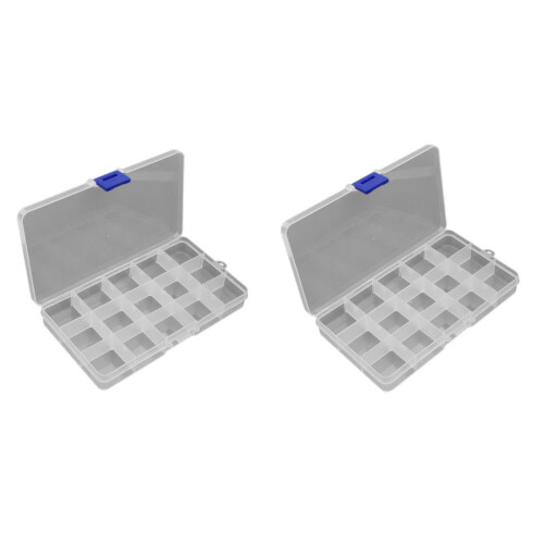 2pcs Plastic Clear Guitar Pick Plectrum Box Case 15 Grids Guitar Acces 1