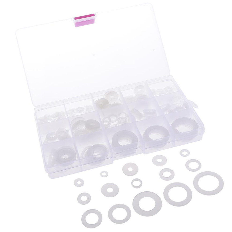 250Pcs White Nylon O Ring Washer Seals Gasket Assortment Kit For Car B 6901423167490