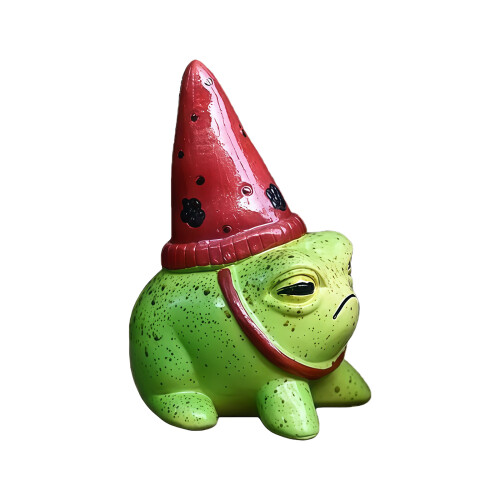 Handbemalte Frösche Figur Modell Skulptur mit-Roter Hutfrosch